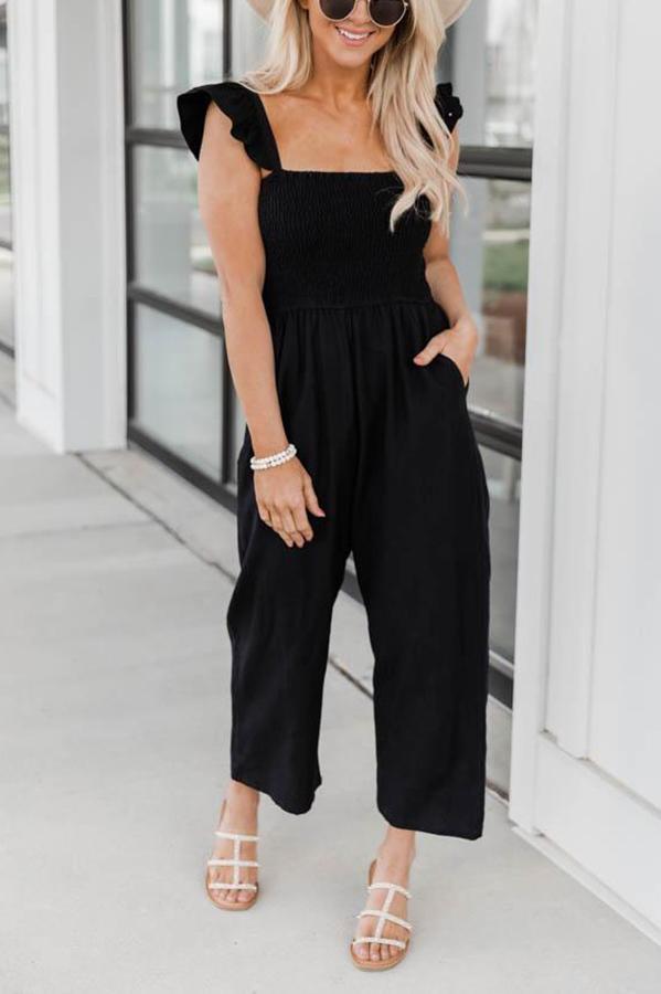 Perfectly Poised Smocked Detail Jumpsuit