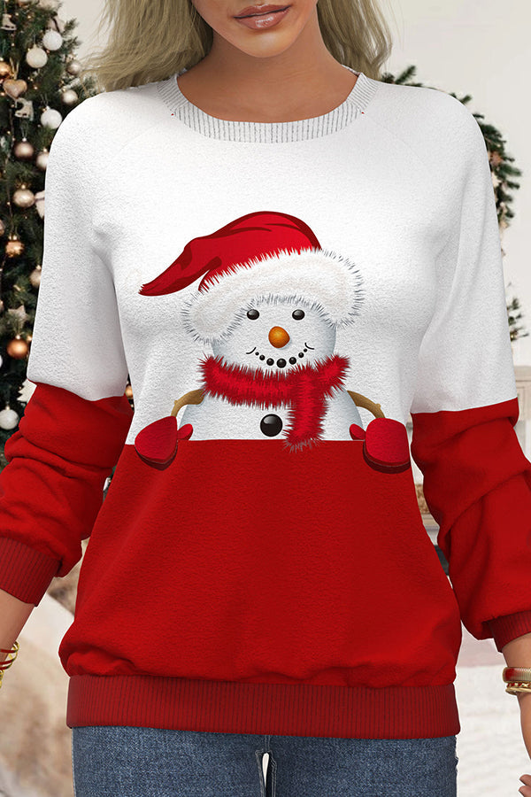 Christmas Print Pullover Long Sleeve Sweatshirt