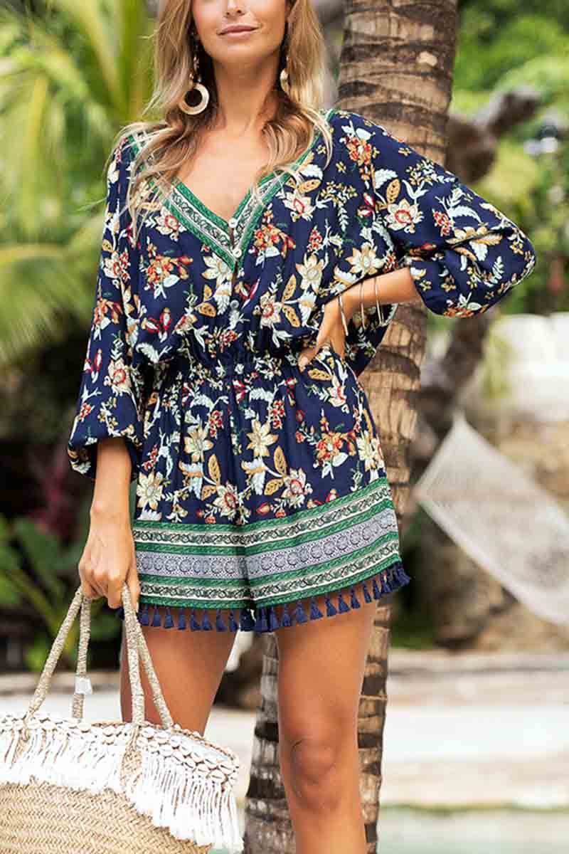 Floral Fringed Casual Jumpsuit