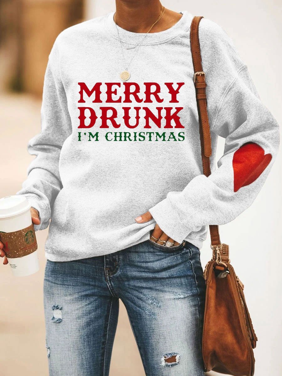 MERRY DRUNK I'M CHRISTMAS Heart Sweatshirt