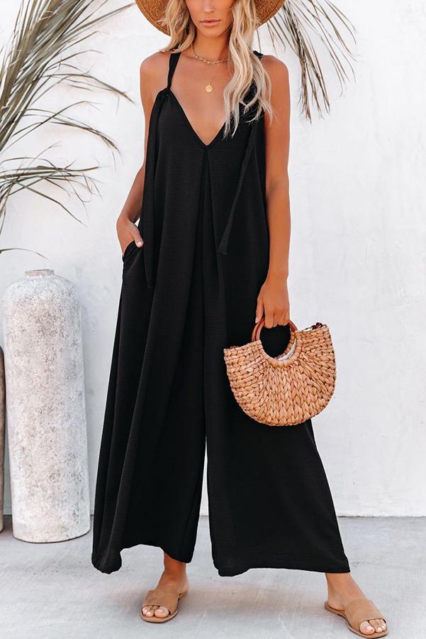 Perfectly Pocketed Wide Leg Adjustable Jumpsuit
