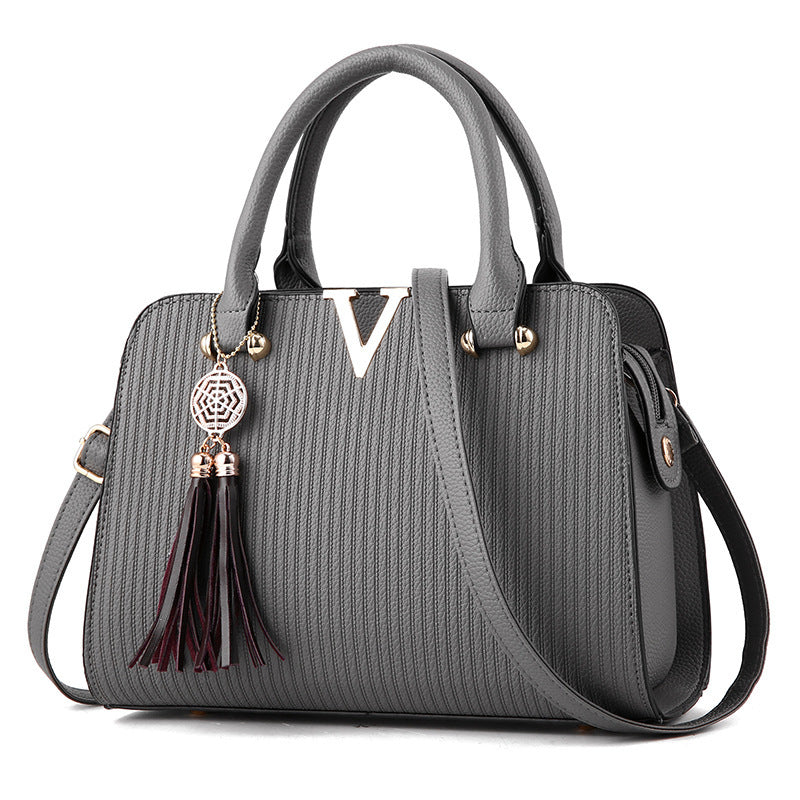 Large Women's Fashion Trendy Letter Tassel Handbags