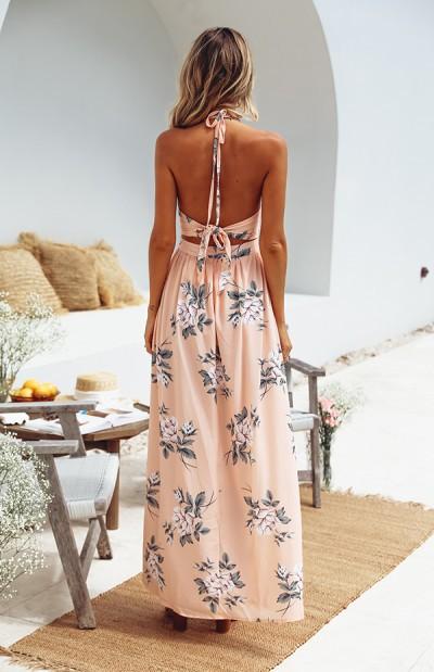 Strap V-neck Floral Maxi Dress