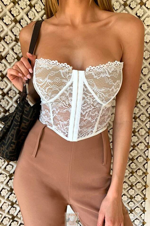 Off Shoulder Sleeveless Lace Gorset Tube Top
