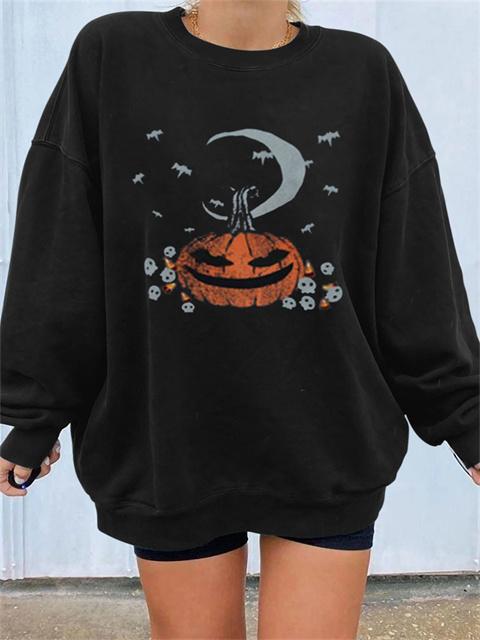 Pumpkin Skull Print Funny Halloween Sweatshirts