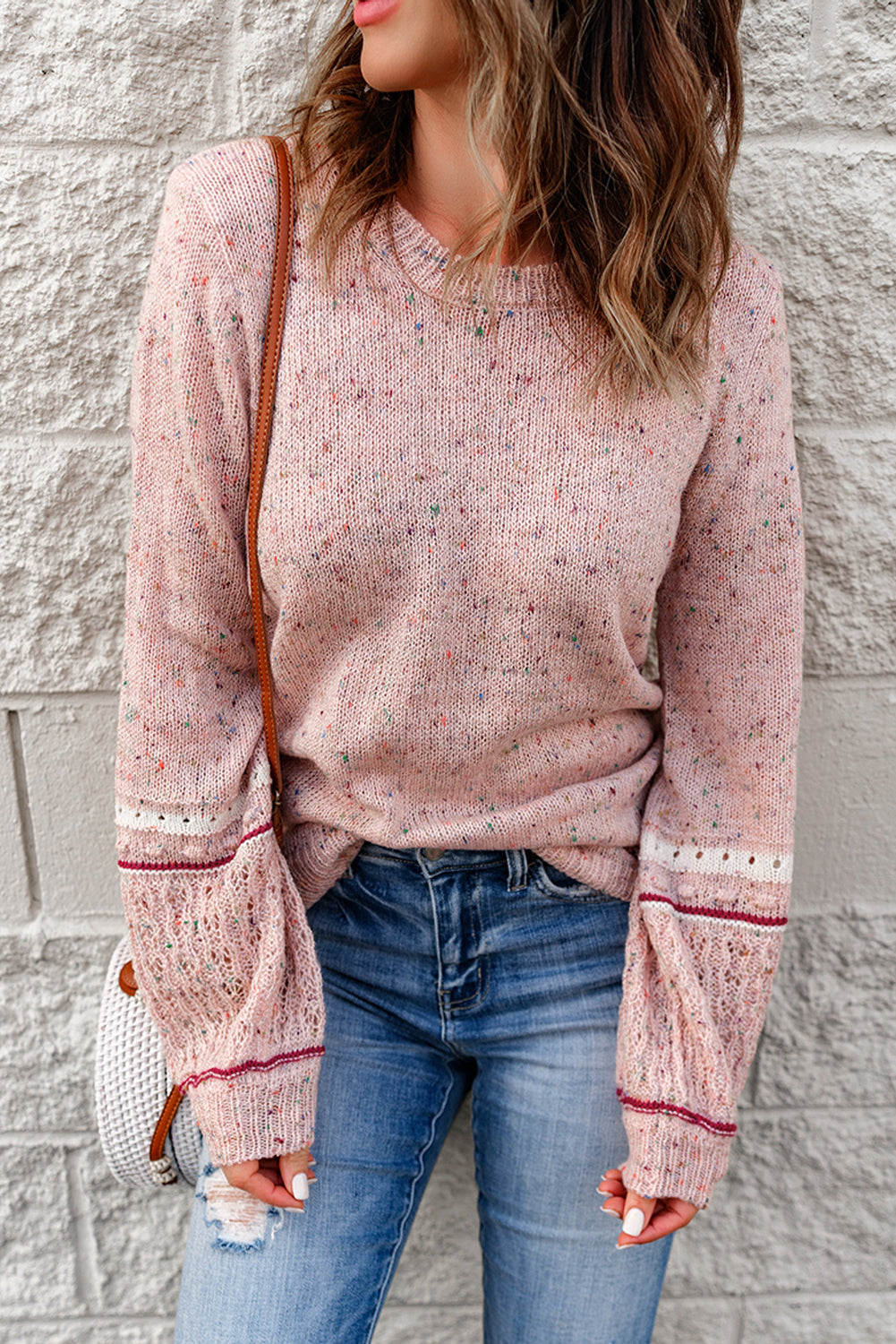 Pilling Patterned Sleeve Sweater