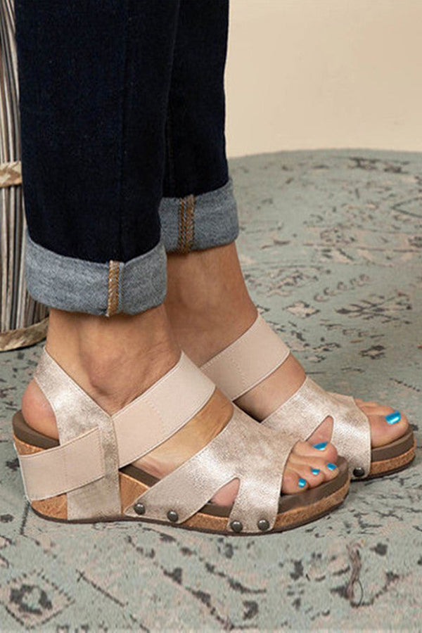 Open Toe Cut Out Wedge Sandals