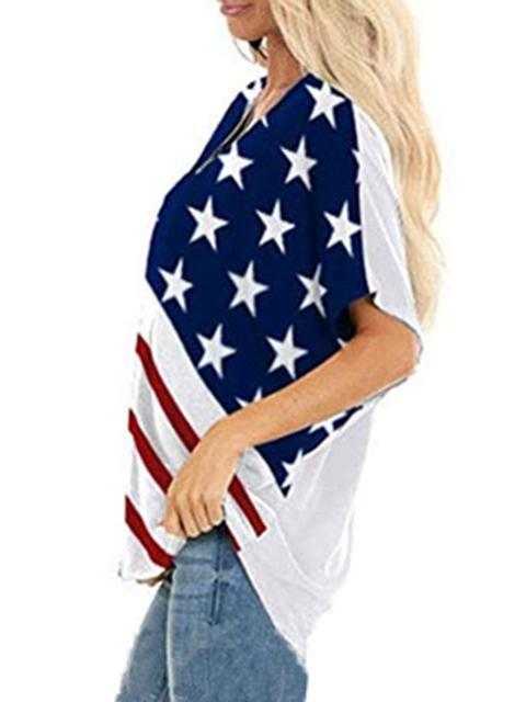 American Flag Star Stripes Print Top