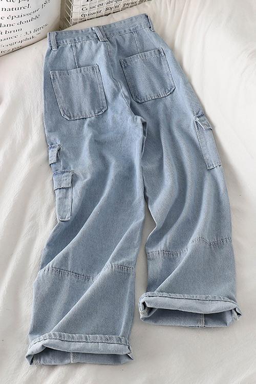 Pockets Straight Leg Jeans