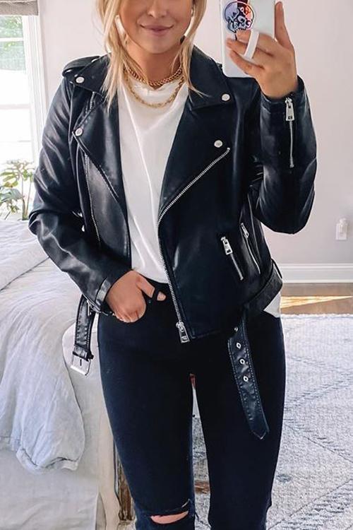 Faux Leather Motorcycle Jacket