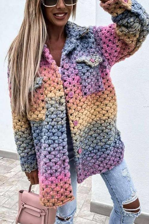 Ombre Knitted Wool Shacket
