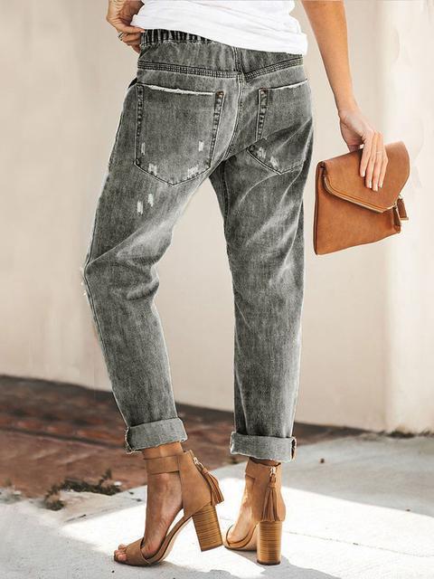Drawstring Straight Cut Jeans