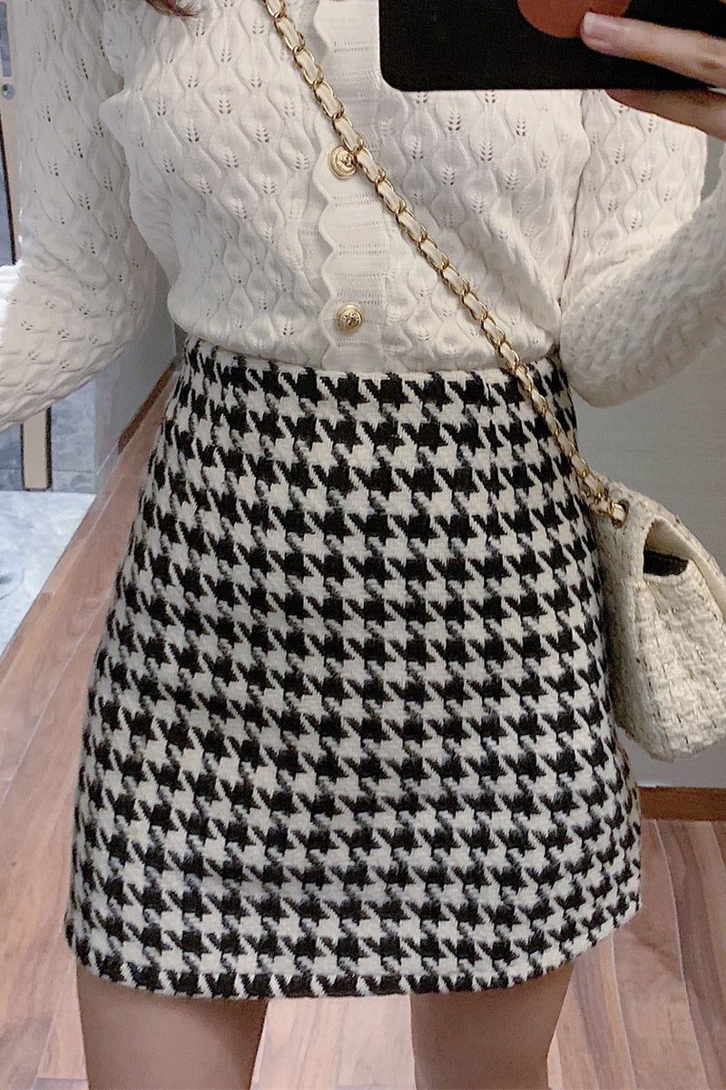 Women's Plaid High Waist Bodycon Mini Skirt
