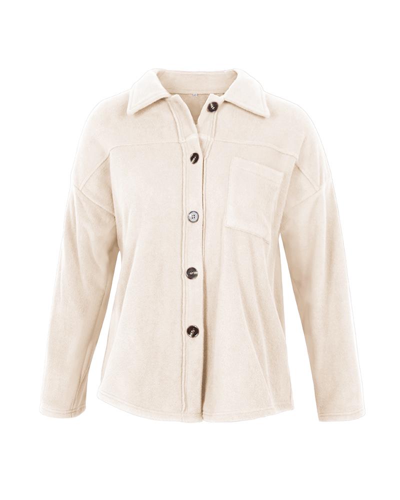 Button Down Long Sleeve Warm Jacket Top