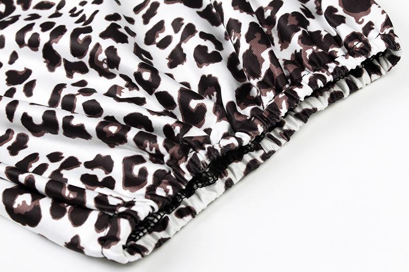 One Shoulder Short Sleeve Leopard Print Top