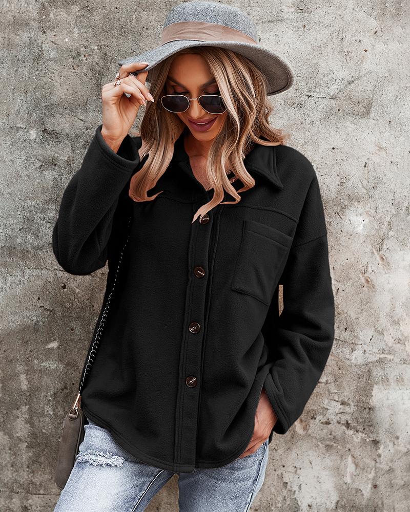 Button Down Long Sleeve Warm Jacket Top