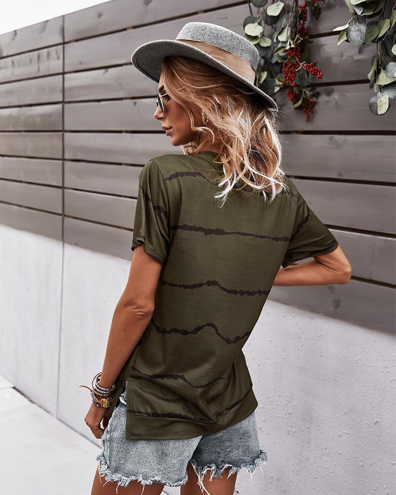Round Neck Short Sleeve Casual T-Shirt