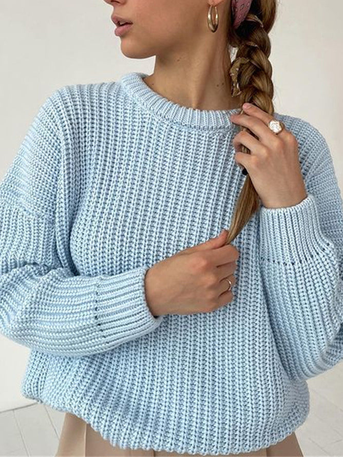 Loose Solid Color Warm Knit Sweater