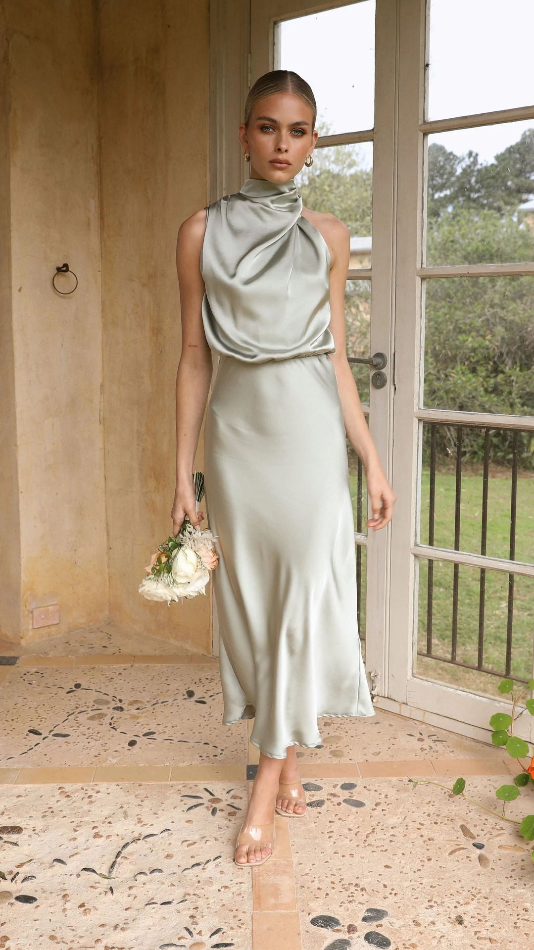 Elegant Sleeveless O-Neck Solid Maxi Evening Dress