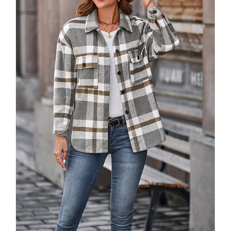 Fashion Striped Button Pocketed Long Sleeve Shirt