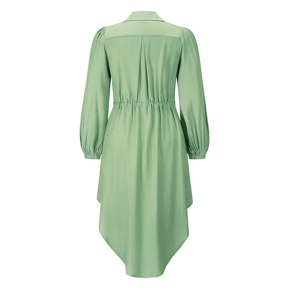 Long Sleeve Front Wrap Button Down Dress