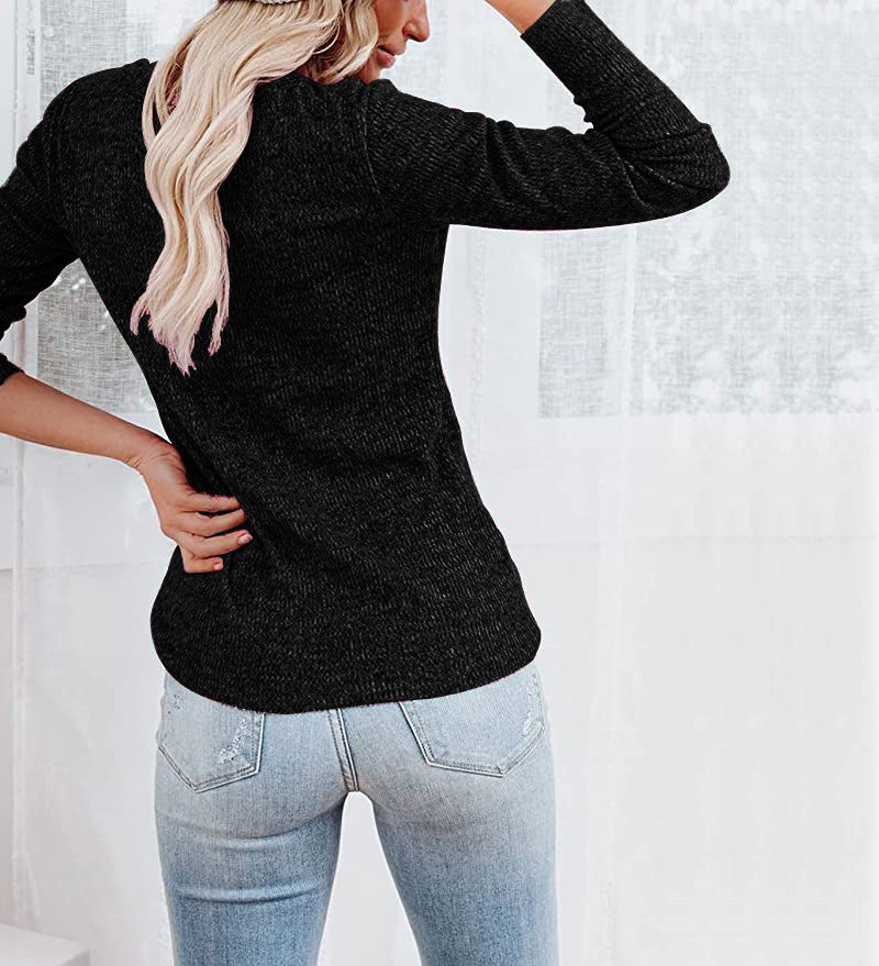 Casual Long Sleeve Button Up Fitted Blouse Top