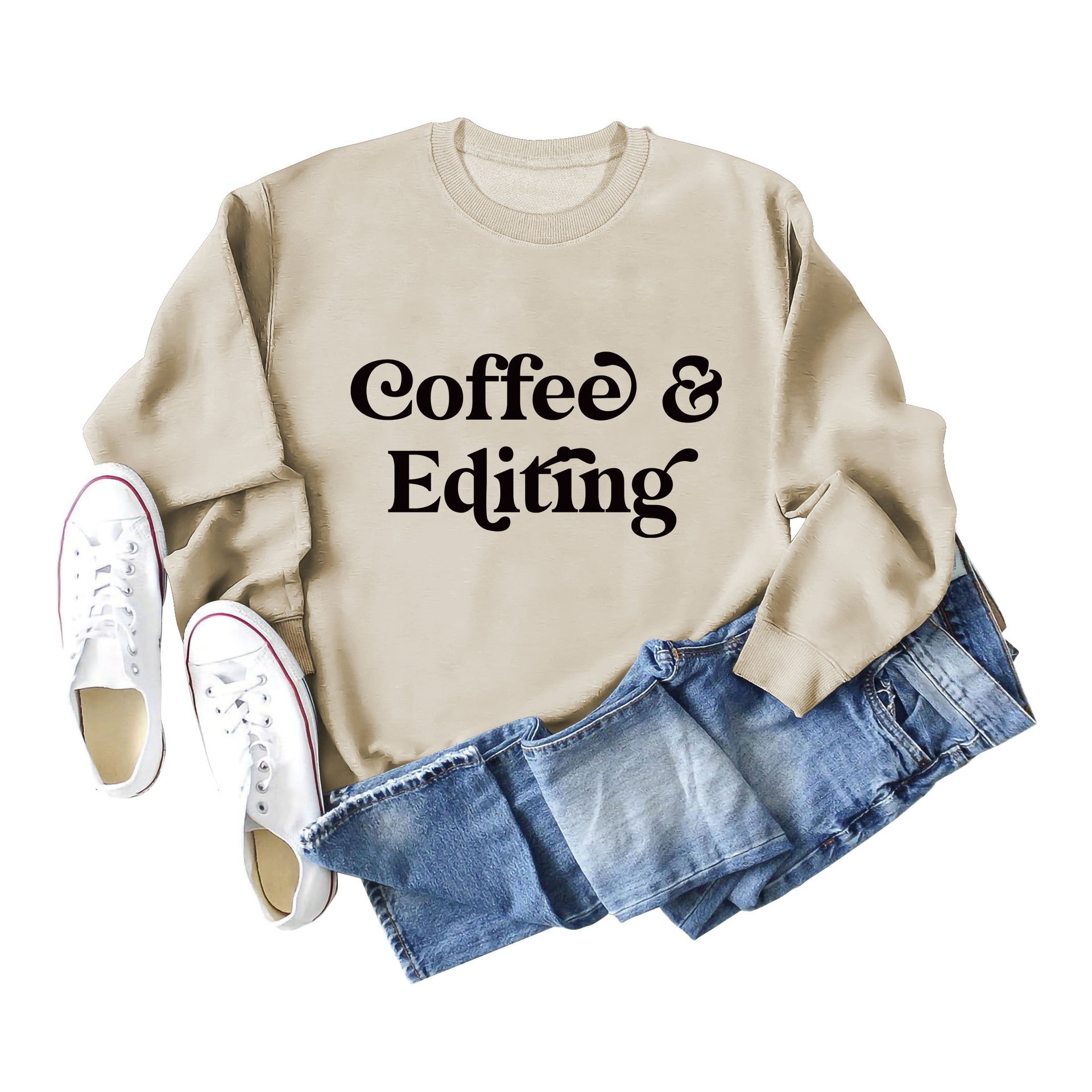 Coffee and Editing Printed Long Sleeve Sweatshirt