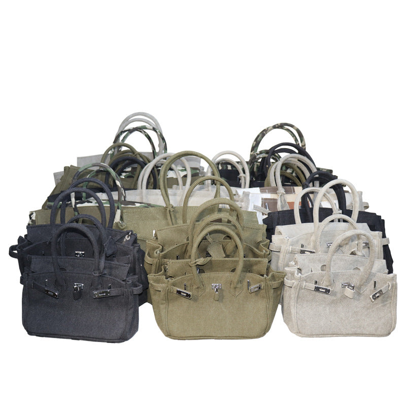 Fashion Trend Creative Personalized Art Army Green Retro Canvas Women's Handbags