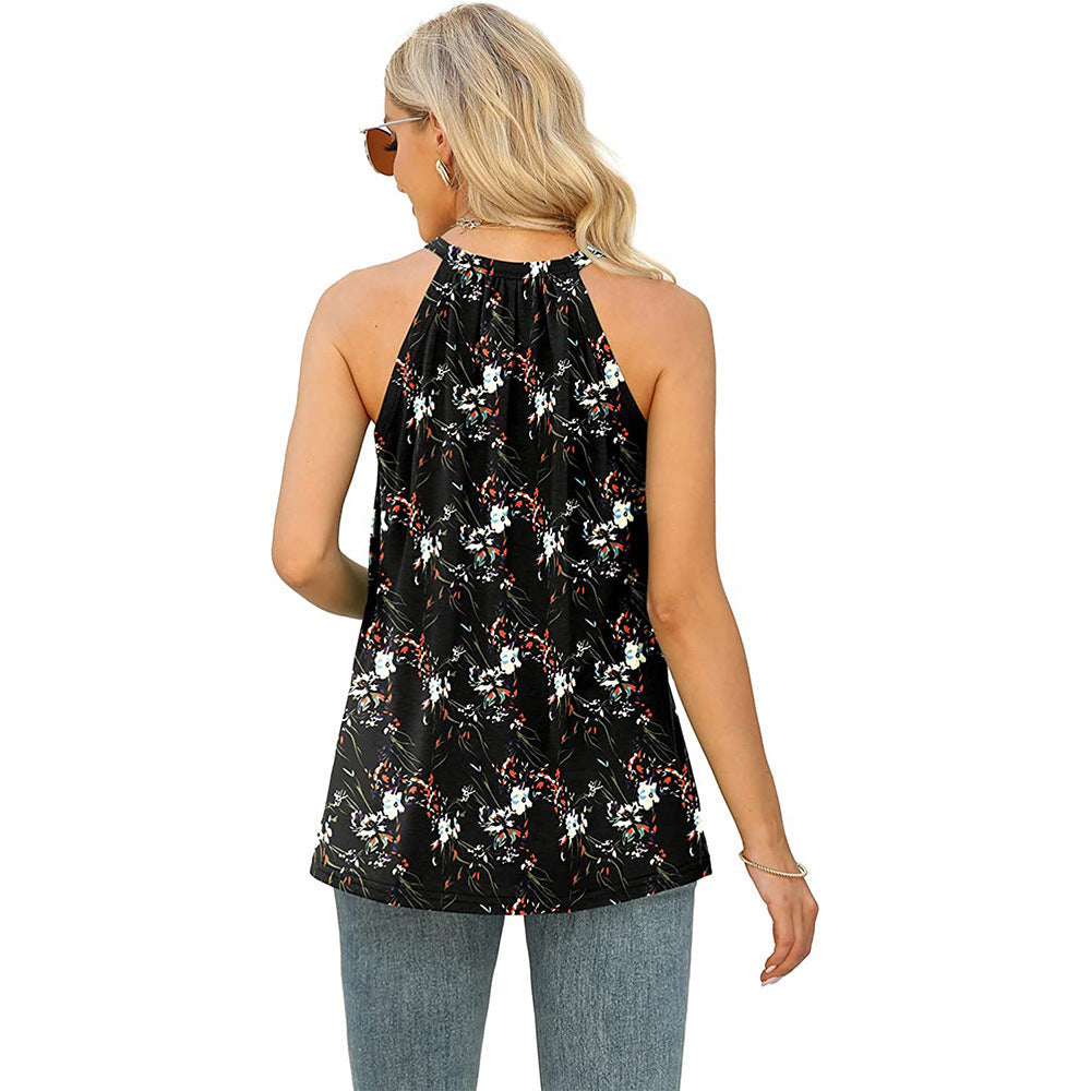 Casual Sleeveless Strap Round Neck Loose Tank Top