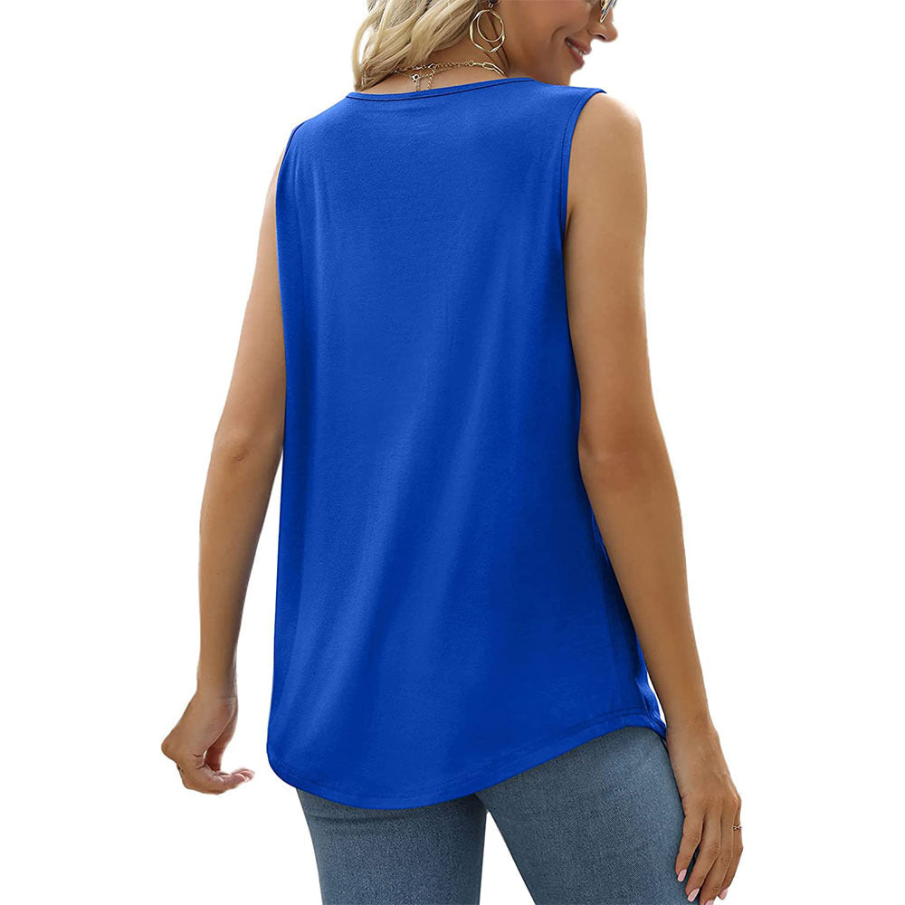 Sleeveless Square Neck Solid Color Loose Blouse Top