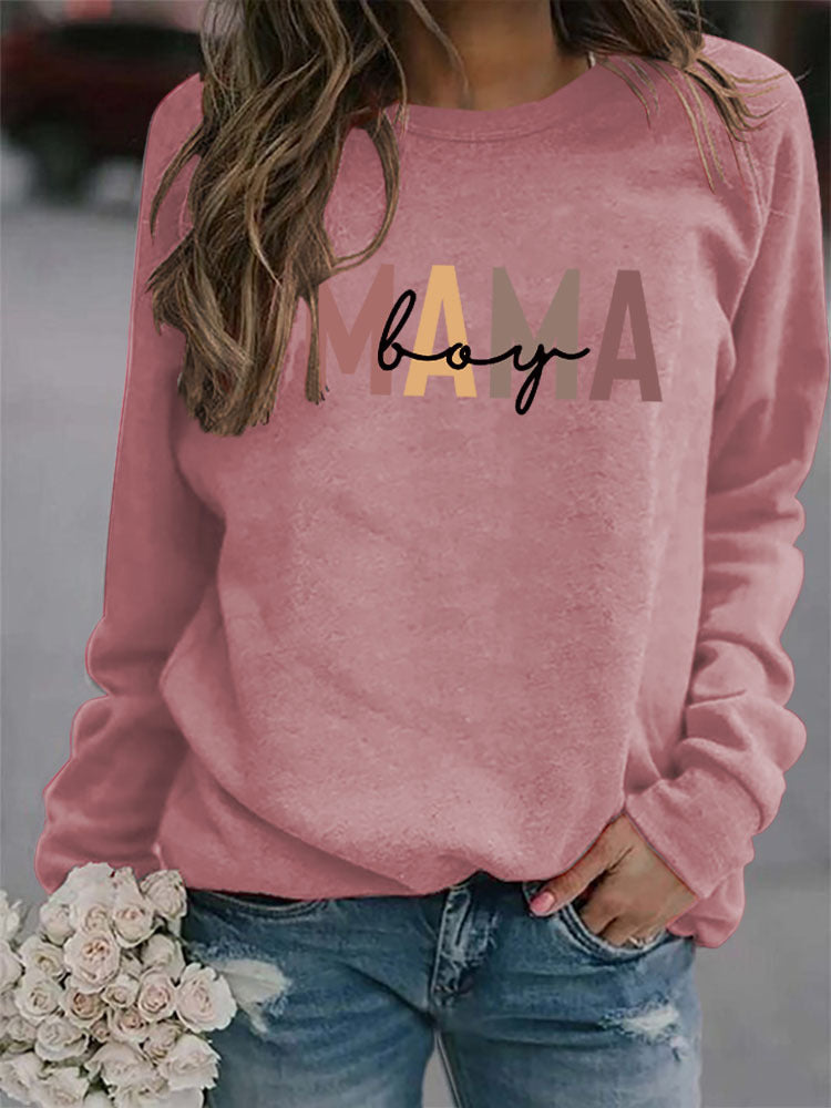 Fashion Long Sleeve O-Neck Letter Print Loose Pullover