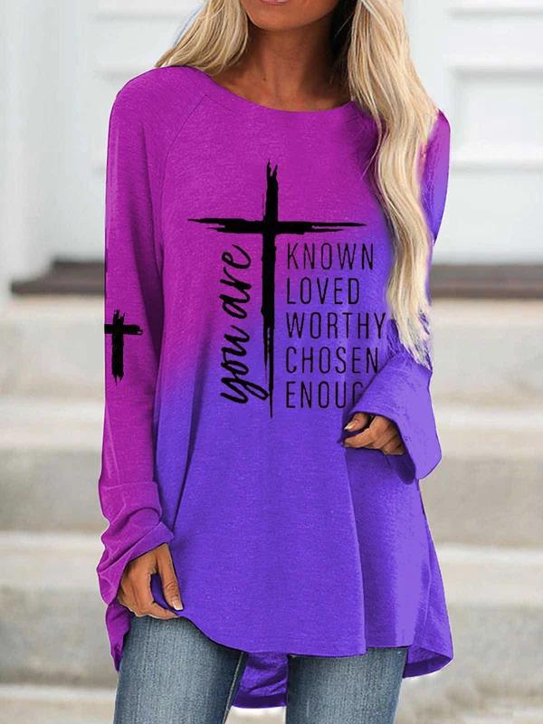 Round Neck Long Sleeve Printed Oversize Top