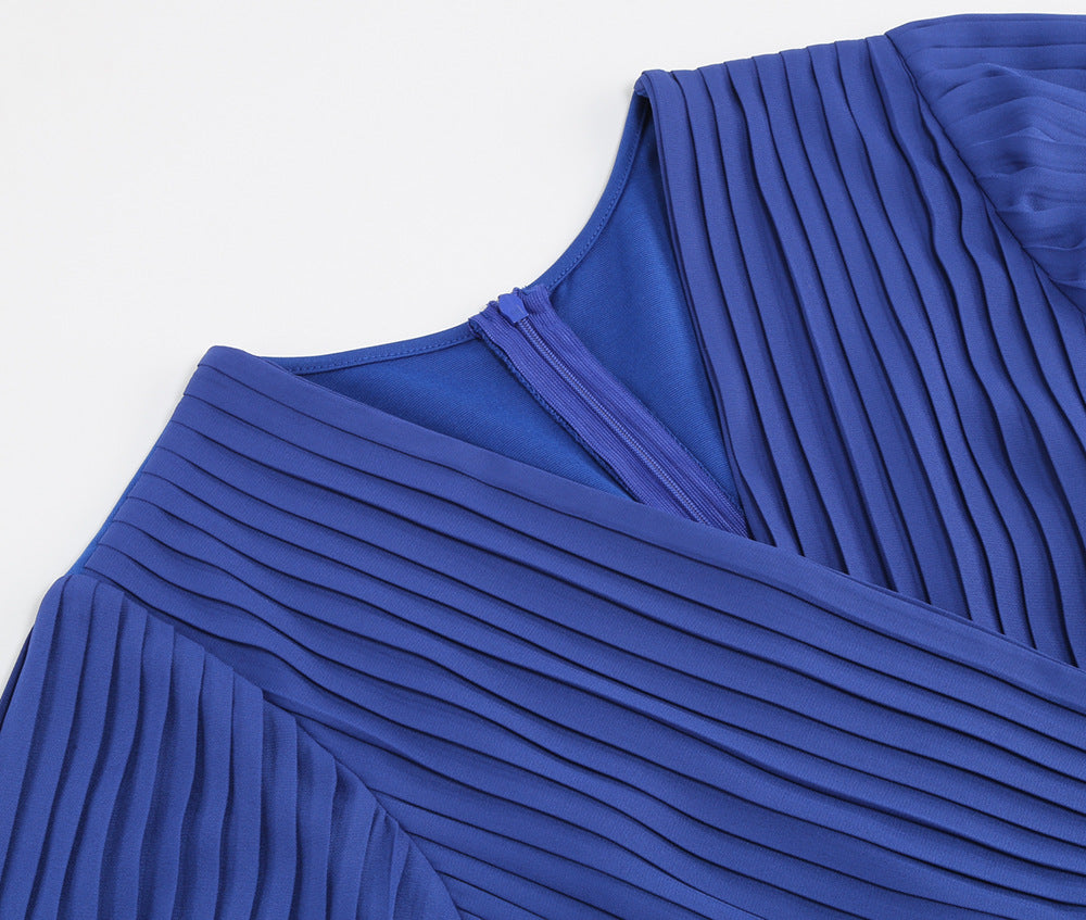 Cross V-Neck Short Sleeve Solid Color Midi Dress
