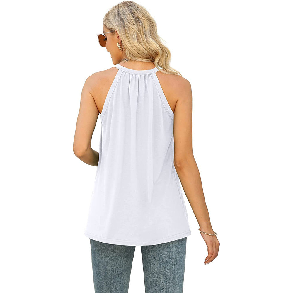 Casual Sleeveless Strap Round Neck Loose Tank Top