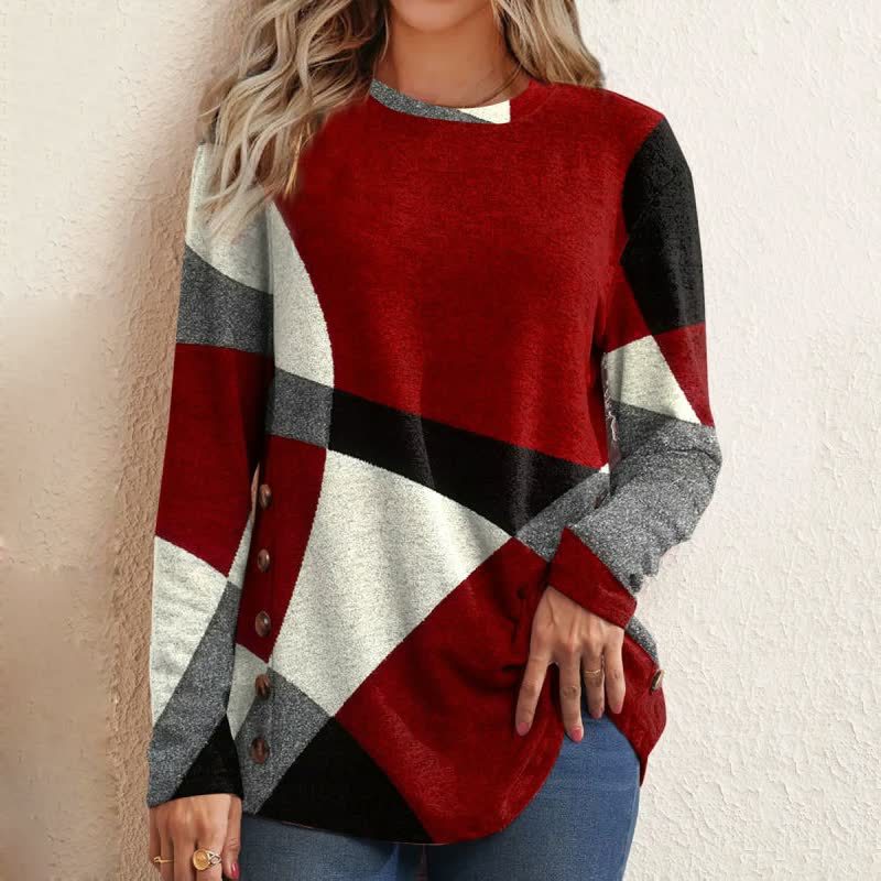 Casual Long Sleeve O-Neck Printed Loose Sweatshirt