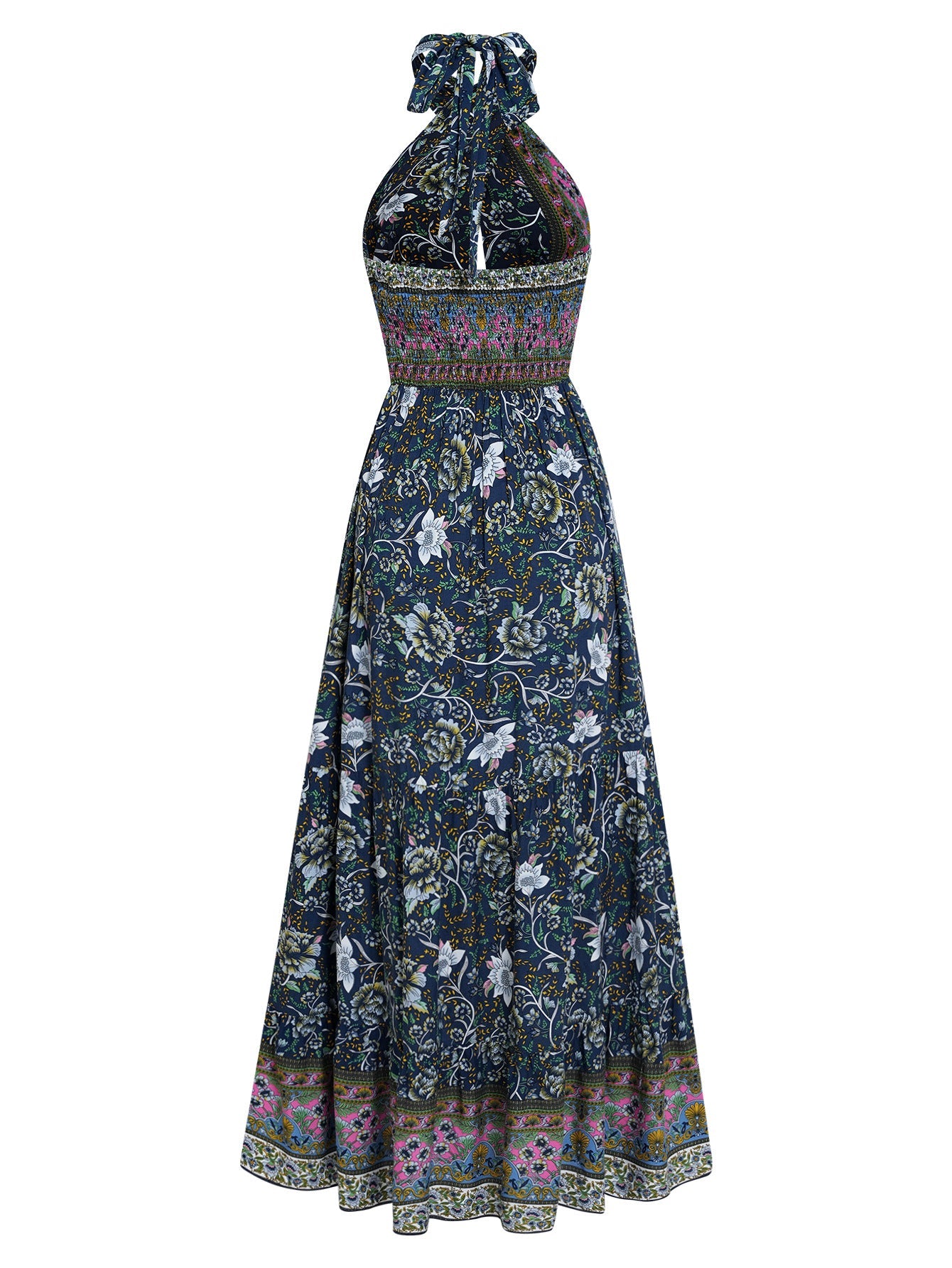 Casual Sleeveless Backless Printed Chiffon Maxi Dress
