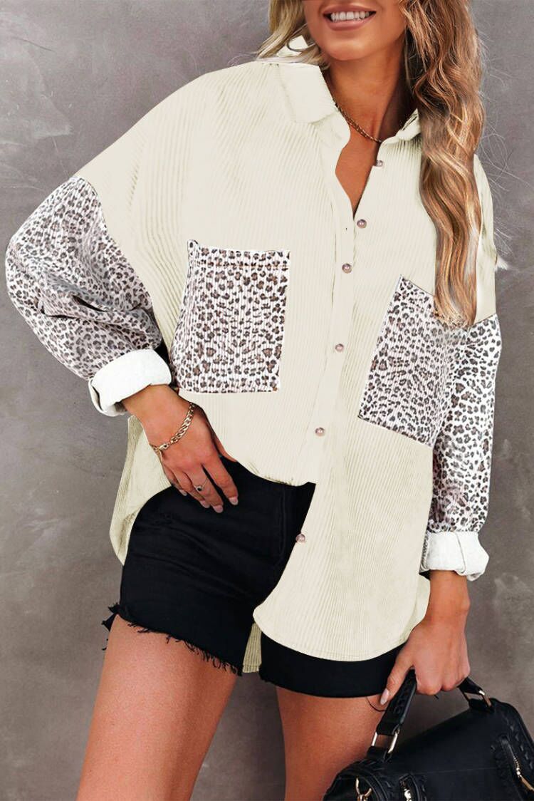 Turn Down Collar Button Pocketed Long Sleeve Shirt