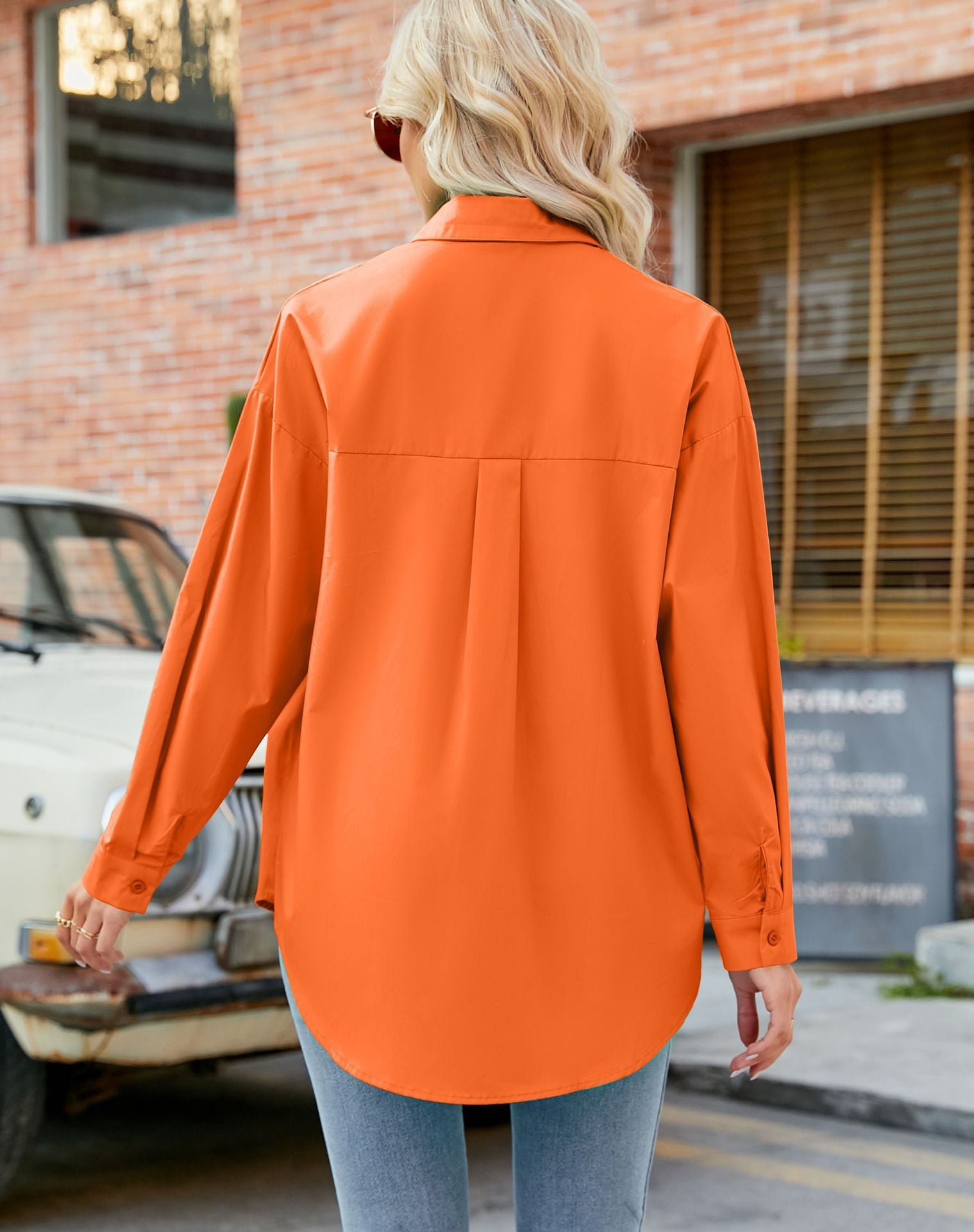 Turn Down Collar Long Sleeve Buttoned Solid Cardigan Shirt