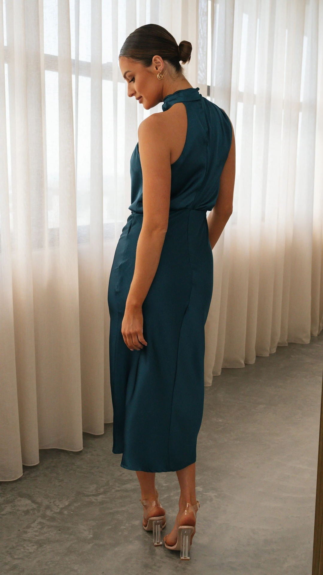 Elegant Sleeveless O-Neck Solid Maxi Evening Dress