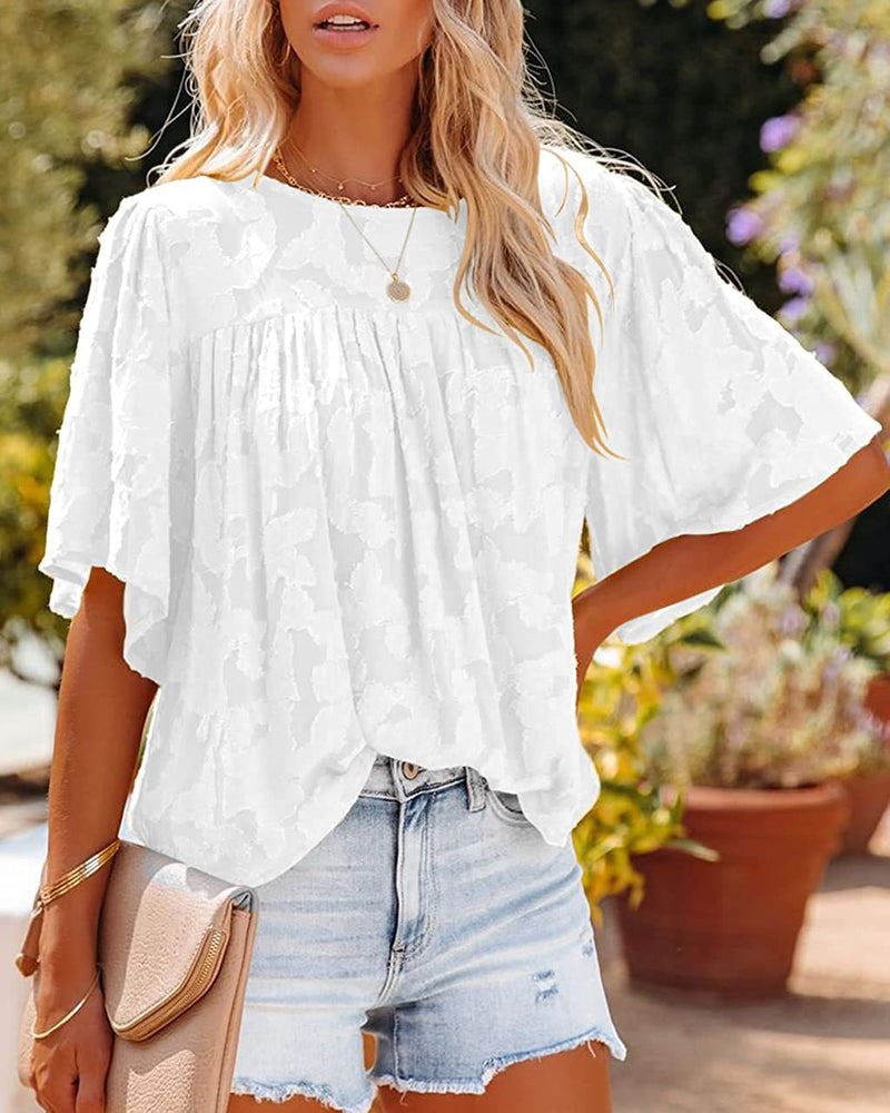 Casual Loose Round Neck Blouse Top