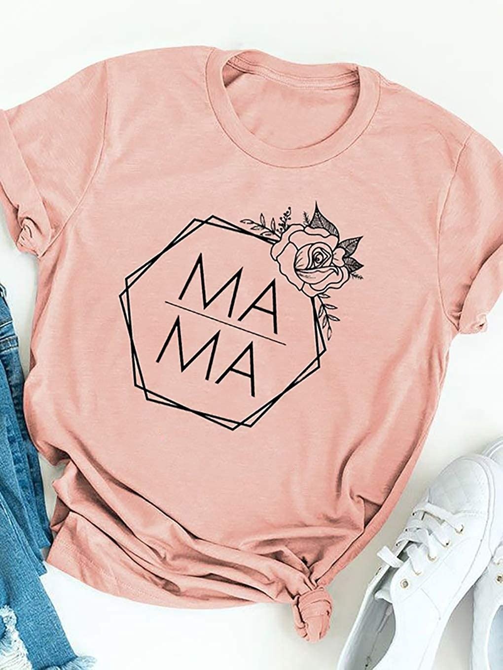 MAMA Printed Short Sleeve Round Neck T-Shirt