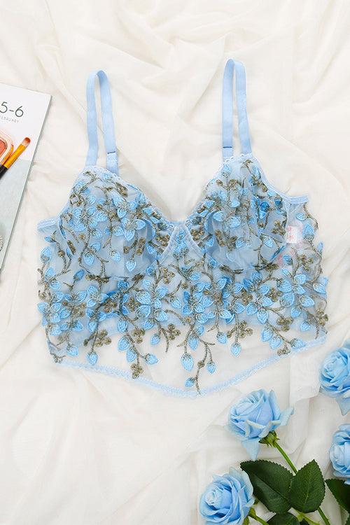 The Gardenia Mesh Embroidery Bustier