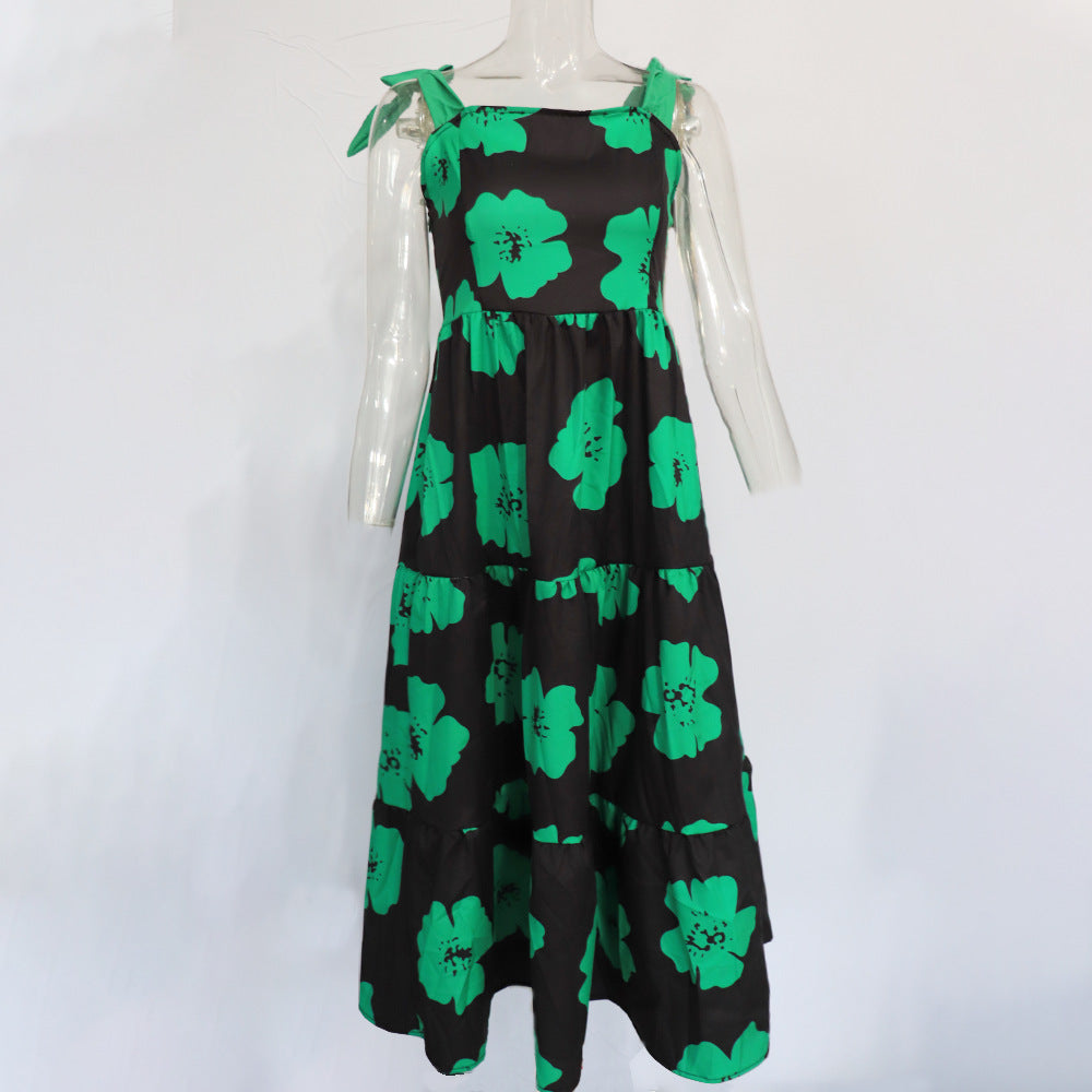 Adjustable Strap Floral Sleeveless Maxi Dress