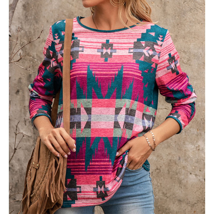 Casual Round Neck Long Sleeve Top