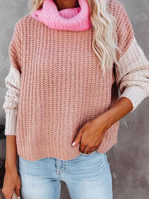 Pile Collar Color Block Sweater