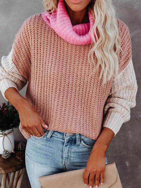 Pile Collar Color Block Sweater