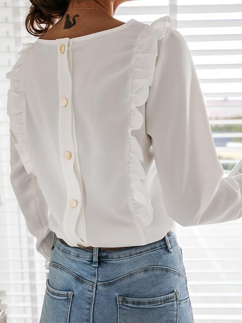 Pleated Trim Long Sleeve Shirt