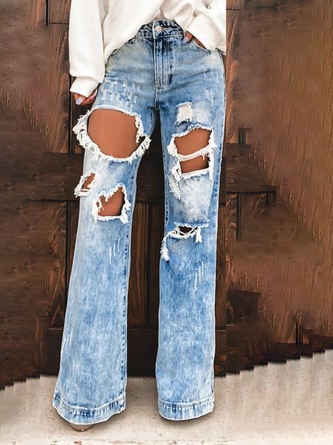 Ripped Wide-leg Trouser Jeans