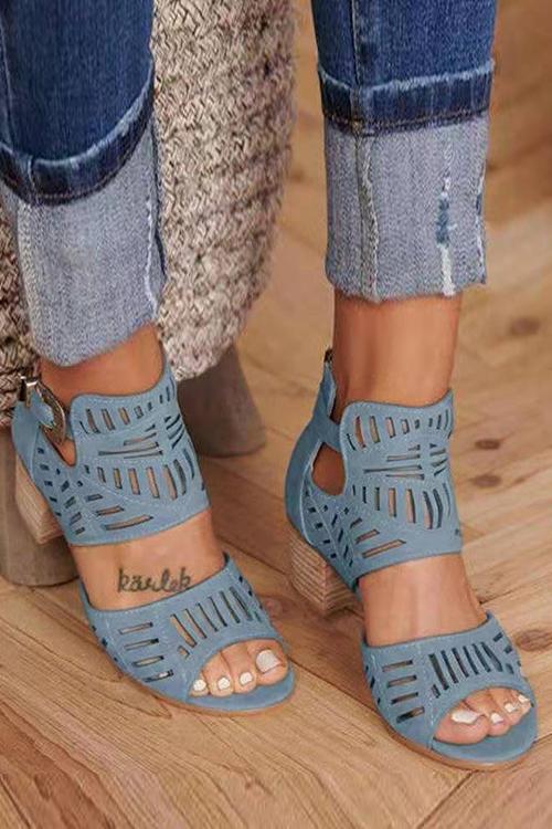 Ankle Strap Chunky Low Heel Sandals