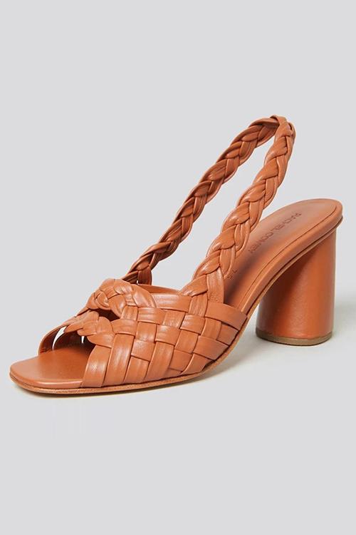 Interweave Peep Toe Ankle Strap High Chunky Sandals